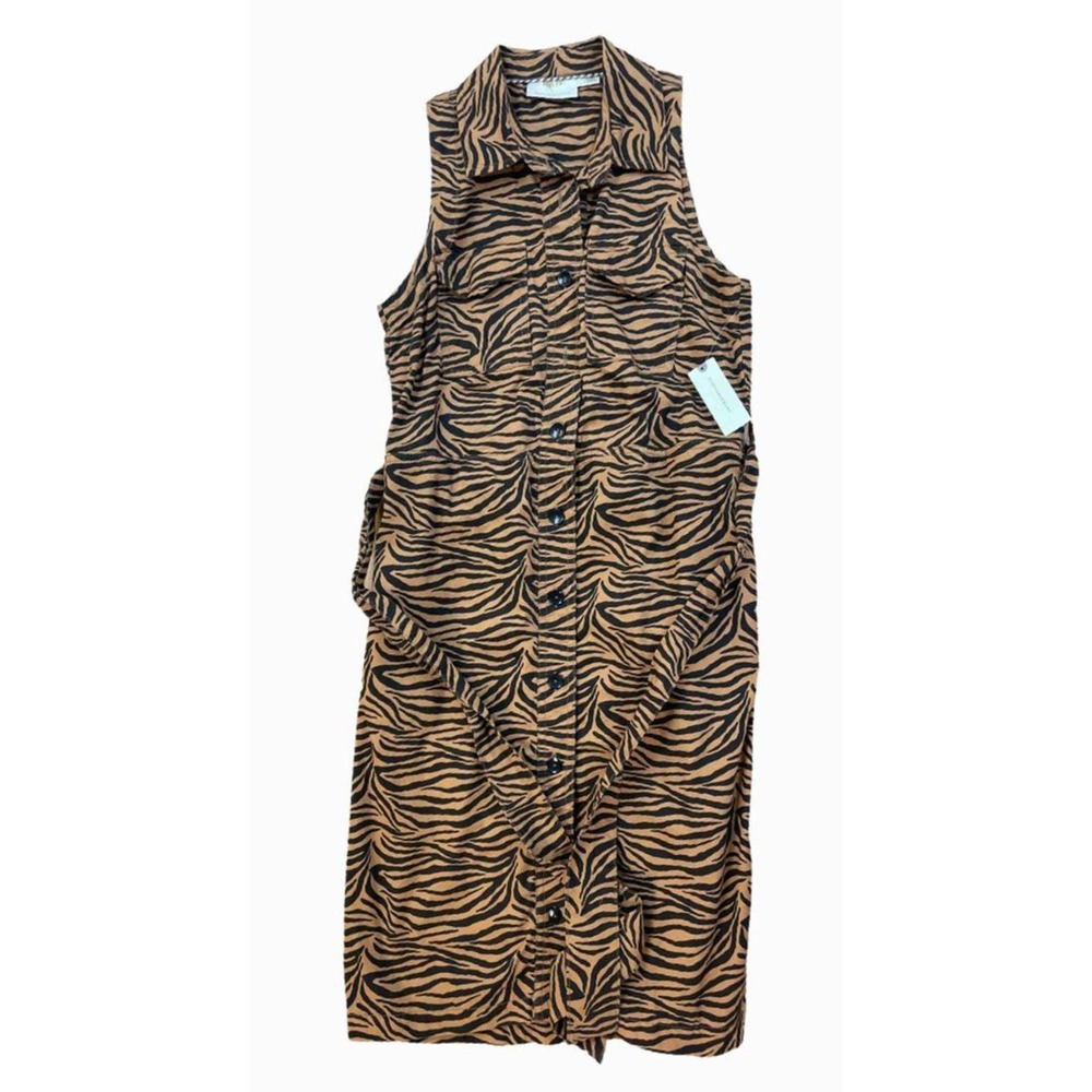 ANTHROPOLOGIE NWT! MAEVE GEMINI TIGER PRINT SHIRT BROWN/BLACK DRESS SIZE 2